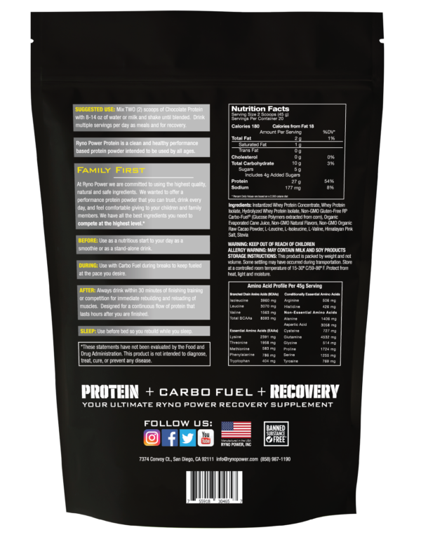 Proteina Chocolate Premium Whey 2lb   Ryno Power - Imagen 4