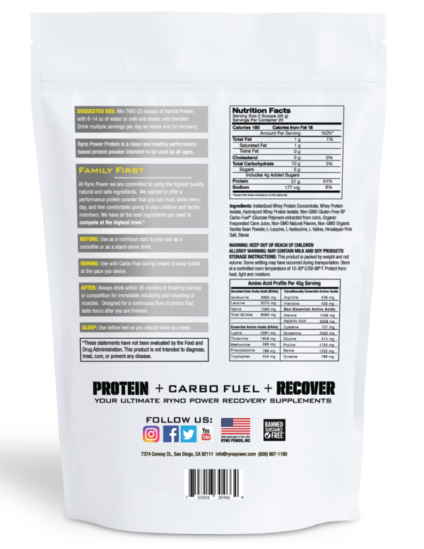 PROTEINA Premium Whey Vainilla Powder 2L Ryno Power - Imagen 2