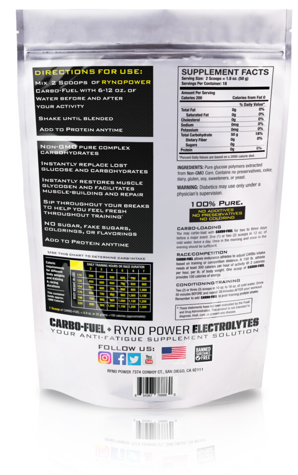 CARBO-FUEL Stimulant-Free Drink Mix Ryno Power - Imagen 3