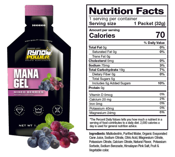 Mana Performance Gel Premium Mixed Berries Ryno Power (32g) - Imagen 4