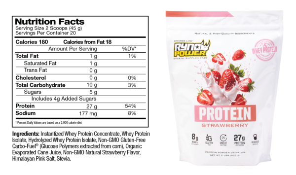Proteina Frutilla Premium Powder 2lb Ryno Power - Imagen 3