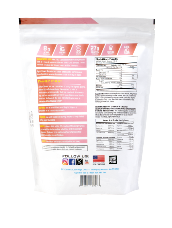Proteina Frutilla Premium Powder 2lb Ryno Power - Imagen 4